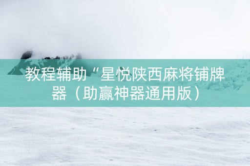 教程辅助“星悦陕西麻将铺牌器（助赢神器通用版）