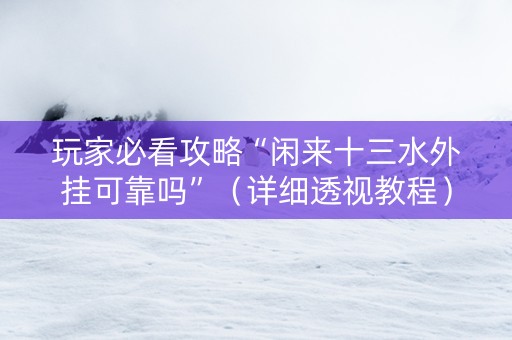 玩家必看攻略“闲来十三水外挂可靠吗”（详细透视教程）-哔哩哔哩