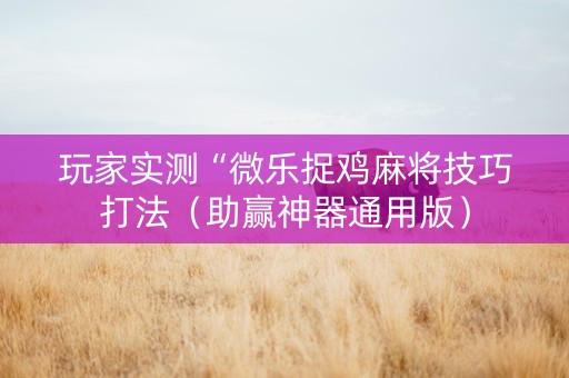 玩家实测“微乐捉鸡麻将技巧打法（助赢神器通用版）