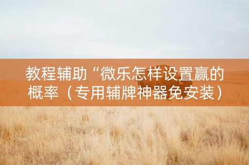 教程辅助“微乐怎样设置赢的概率（专用辅牌神器免安装）