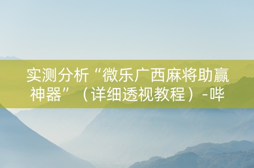 实测分析“微乐广西麻将助赢神器”（详细透视教程）-哔哩哔哩