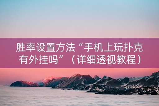 胜率设置方法“手机上玩扑克有外挂吗”（详细透视教程）-哔哩哔哩