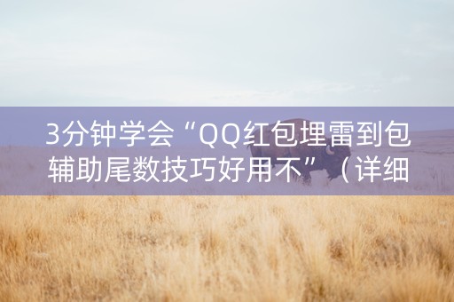 3分钟学会“QQ红包埋雷到包辅助尾数技巧好用不”（详细透视教程）-哔哩哔哩
