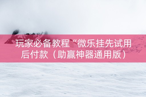 玩家必备教程“微乐挂先试用后付款（助赢神器通用版）