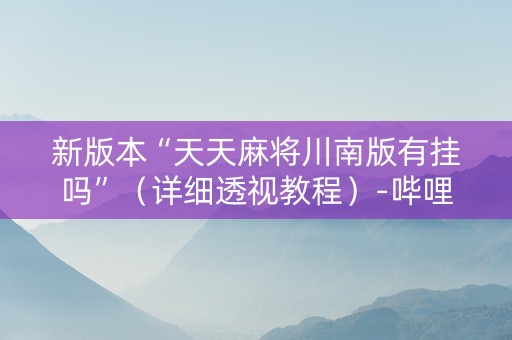 新版本“天天麻将川南版有挂吗”（详细透视教程）-哔哩哔哩