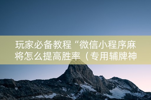 玩家必备教程“微信小程序麻将怎么提高胜率（专用辅牌神器免安装）