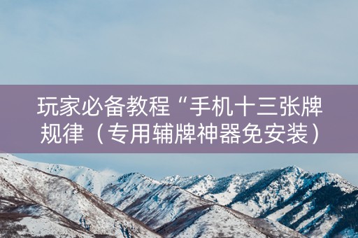 玩家必备教程“手机十三张牌规律（专用辅牌神器免安装）