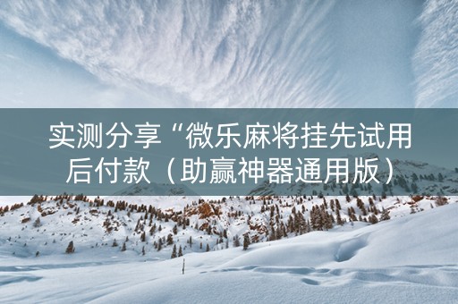 实测分享“微乐麻将挂先试用后付款（助赢神器通用版）