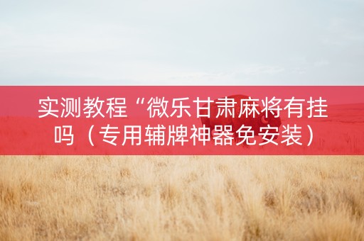 实测教程“微乐甘肃麻将有挂吗（专用辅牌神器免安装）