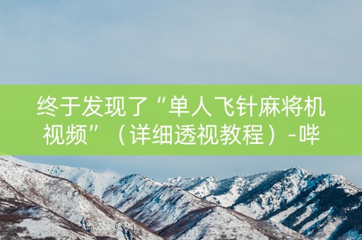 终于发现了“单人飞针麻将机视频”（详细透视教程）-哔哩哔哩