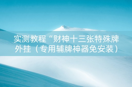 实测教程“财神十三张特殊牌外挂（专用辅牌神器免安装）