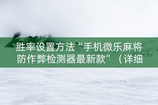 胜率设置方法“手机微乐麻将防作弊检测器最新款”（详细透视教程）-哔哩哔哩