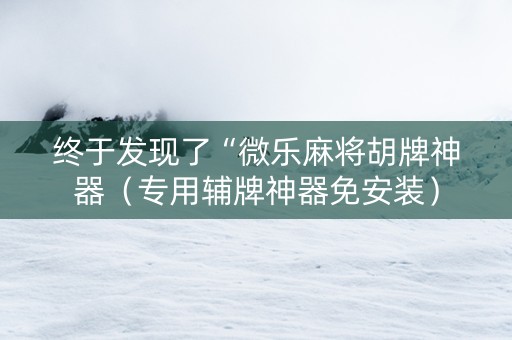 终于发现了“微乐麻将胡牌神器（专用辅牌神器免安装）