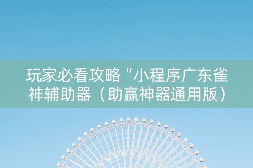 玩家必看攻略“小程序广东雀神辅助器（助赢神器通用版）