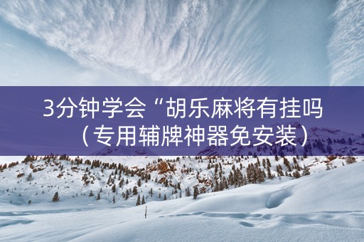 3分钟学会“胡乐麻将有挂吗（专用辅牌神器免安装）