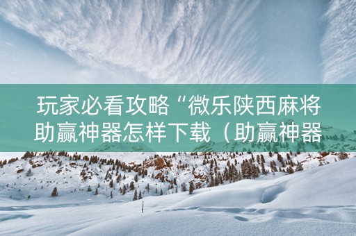 玩家必看攻略“微乐陕西麻将助赢神器怎样下载（助赢神器通用版）
