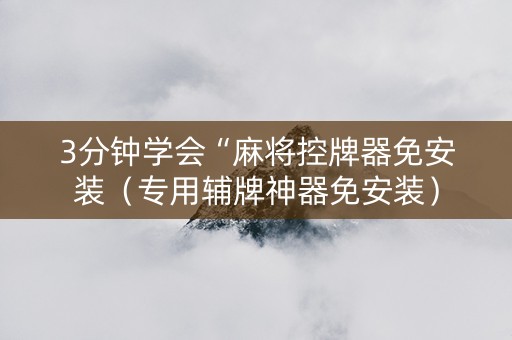 3分钟学会“麻将控牌器免安装（专用辅牌神器免安装）
