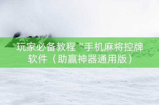 玩家必备教程“手机麻将控牌软件（助赢神器通用版）