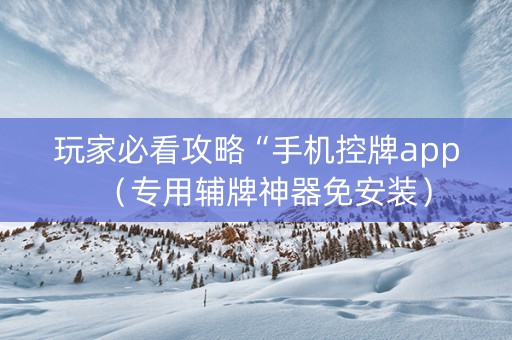 玩家必看攻略“手机控牌app（专用辅牌神器免安装）