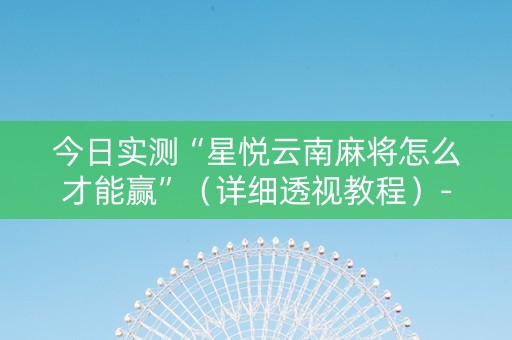 今日实测“星悦云南麻将怎么才能赢”（详细透视教程）-哔哩哔哩