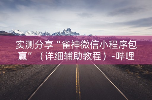 实测分享“雀神微信小程序包赢”（详细辅助教程）-哔哩哔哩