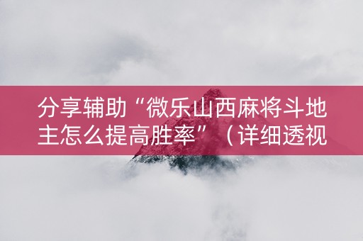 分享辅助“微乐山西麻将斗地主怎么提高胜率”（详细透视教程）-哔哩哔哩