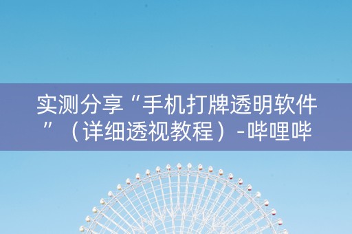 实测分享“手机打牌透明软件”（详细透视教程）-哔哩哔哩