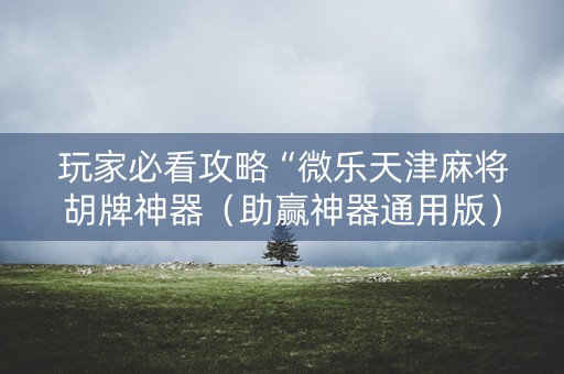 玩家必看攻略“微乐天津麻将胡牌神器（助赢神器通用版）