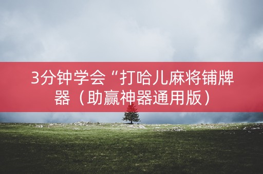 3分钟学会“打哈儿麻将铺牌器（助赢神器通用版）
