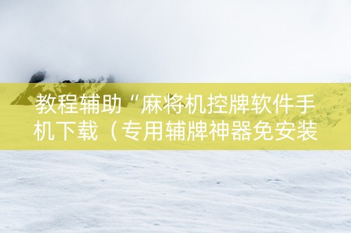 教程辅助“麻将机控牌软件手机下载（专用辅牌神器免安装）