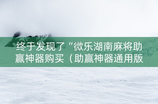 终于发现了“微乐湖南麻将助赢神器购买（助赢神器通用版）