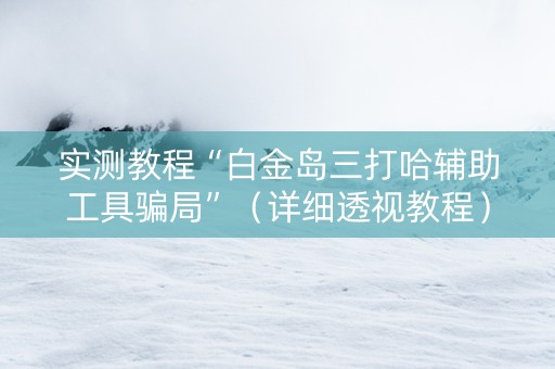 实测教程“白金岛三打哈辅助工具骗局”（详细透视教程）-哔哩哔哩