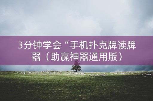 3分钟学会“手机扑克牌读牌器（助赢神器通用版）