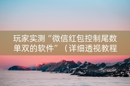 玩家实测“微信红包控制尾数单双的软件”（详细透视教程）-哔哩哔哩