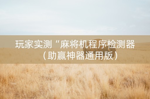 玩家实测“麻将机程序检测器（助赢神器通用版）