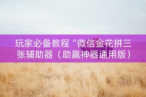 玩家必备教程“微信金花拼三张辅助器（助赢神器通用版）