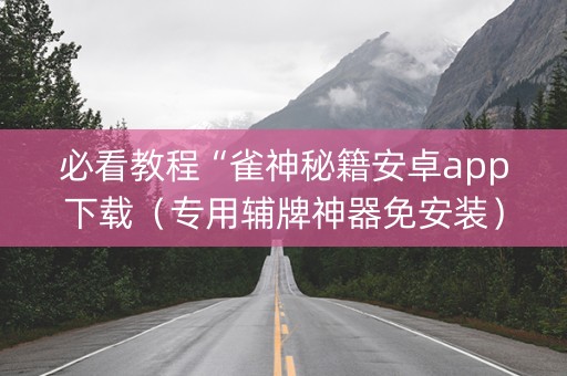 必看教程“雀神秘籍安卓app下载（专用辅牌神器免安装）