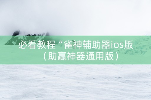 必看教程“雀神辅助器ios版（助赢神器通用版）