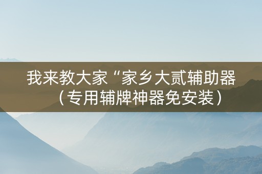 我来教大家“家乡大贰辅助器（专用辅牌神器免安装）