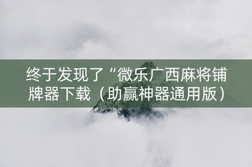 终于发现了“微乐广西麻将铺牌器下载（助赢神器通用版）