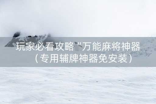 玩家必看攻略“万能麻将神器（专用辅牌神器免安装）