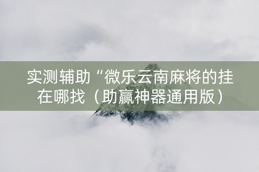 实测辅助“微乐云南麻将的挂在哪找（助赢神器通用版）