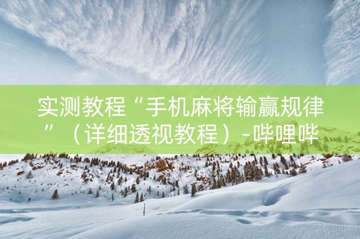 实测教程“手机麻将输赢规律”（详细透视教程）-哔哩哔哩