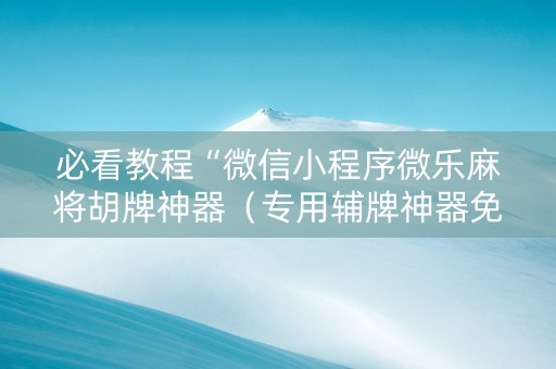 必看教程“微信小程序微乐麻将胡牌神器（专用辅牌神器免安装）