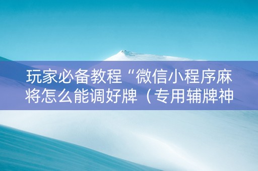 玩家必备教程“微信小程序麻将怎么能调好牌（专用辅牌神器免安装）