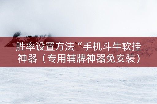 胜率设置方法“手机斗牛软挂神器（专用辅牌神器免安装）