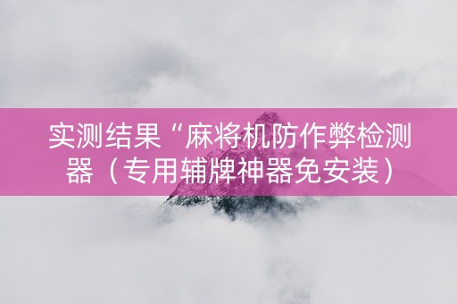 实测结果“麻将机防作弊检测器（专用辅牌神器免安装）