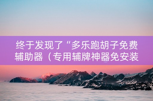 终于发现了“多乐跑胡子免费辅助器（专用辅牌神器免安装）