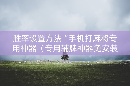 胜率设置方法“手机打麻将专用神器（专用辅牌神器免安装）
