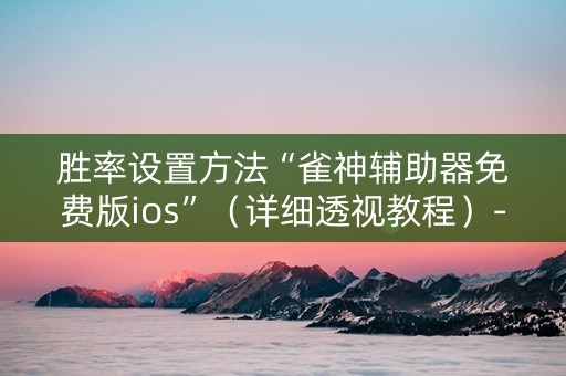 胜率设置方法“雀神辅助器免费版ios”（详细透视教程）-哔哩哔哩